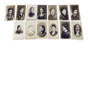 Late 19th Century Victorian Portrait Studio Cards of Women - Set of 13