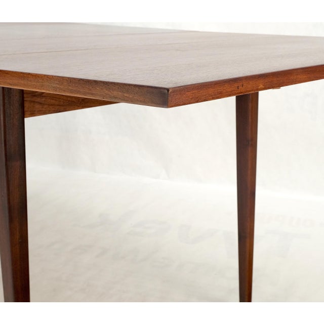 Danish Mid-Century Modern walnut drop leaf dining table w/ extension leaf mint! Side leaves measure: 17 inches across....