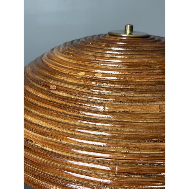 Mid-Century Italian Pencil Reed Rattan Bamboo and Brass Table Lamp, 1960s For Sale - Image 14 of 18