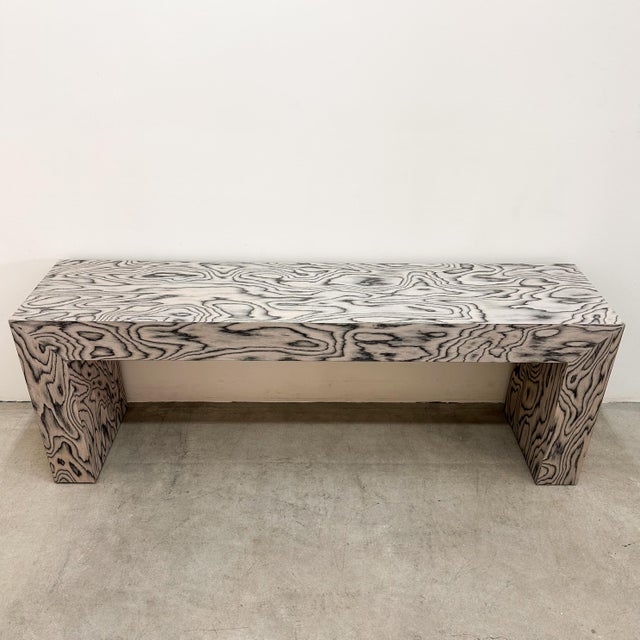 1980s Vintage 1980s Postmodern Memphis Charcoal Burl Wood Console Table For Sale - Image 5 of 11