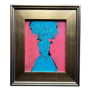 Contemporary Original Alexandra Brown Abstract Pop Art Floral Still Life Painting Gilt Wood Frame