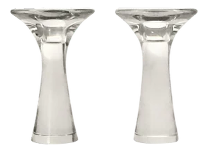 Tapio Wirkkala for Iittala Glass Candlesticks Candle Holders #3412 1960s - a Pair