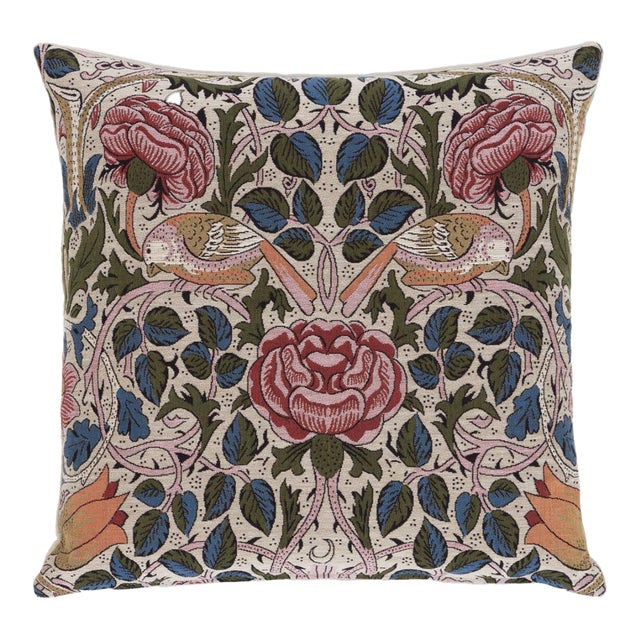 Bird & Rose Tapestry Cushion With Feather Filler - 46x46cm (18"x18") For Sale