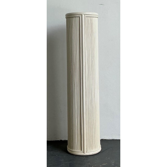 Vintage White Painted Rattan Pedestal For Sale - Image 10 of 13