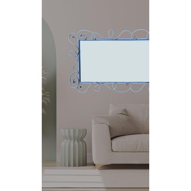 1980s Full Length Metal Mirror With Scroll Work For Sale - Image 4 of 16