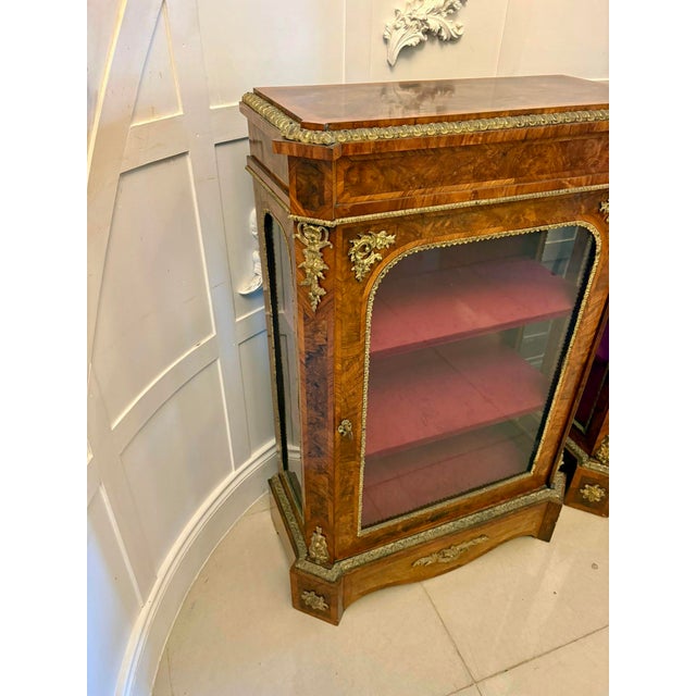 Antique Victorian Burr Walnut Pier Cabinets with Ormolu Mounts, 1860, Set of 2 For Sale - Image 10 of 15