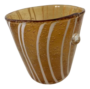 Mid-Century Venini Italian Amber Glass Ice Bucket