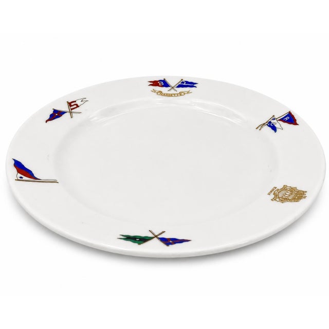 Vintage New York Yacht Club Nautical Burgee Flag Plate For Sale - Image 4 of 11