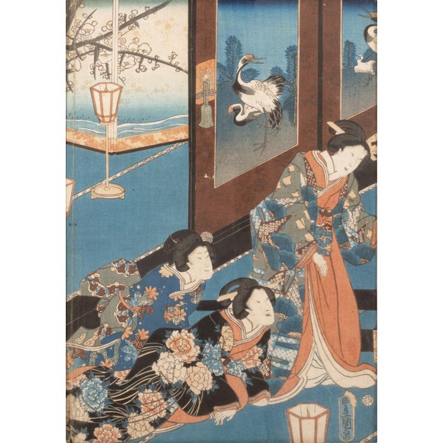 Utagawa Kunisada (Toyokuni Iii) - Fashionable Eastern Genji, 1854 Triptych For Sale In Detroit - Image 6 of 7