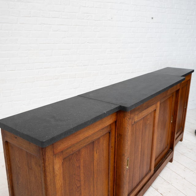 Oak and Bluestone Back Bar, 1930 For Sale - Image 3 of 15