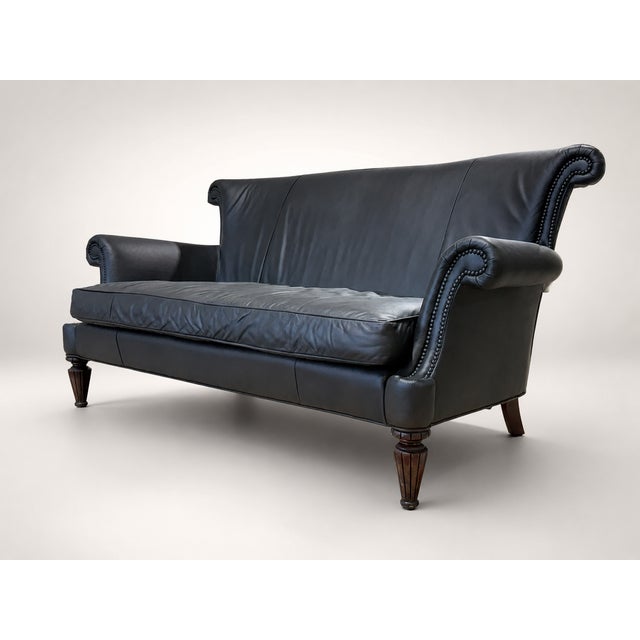 Animal Skin Loom Sculptural Leather Sofa – Custom Refinished Dark Brown Statement Piece For Sale - Image 7 of 8