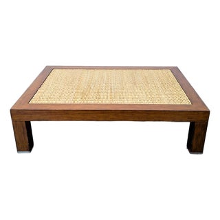 Ralph Lauren Rattan Woven Top Coffee Table For Sale