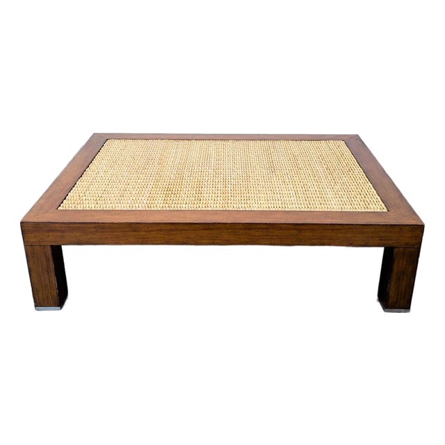 Ralph Lauren Rattan Woven Top Coffee Table For Sale