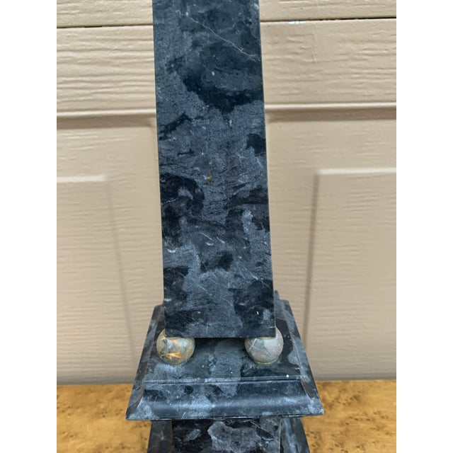 Late 20th Century Neoclassical Grand Tour Solid Marble Blue Obelisk With Dramatic Veining For Sale - Image 5 of 10