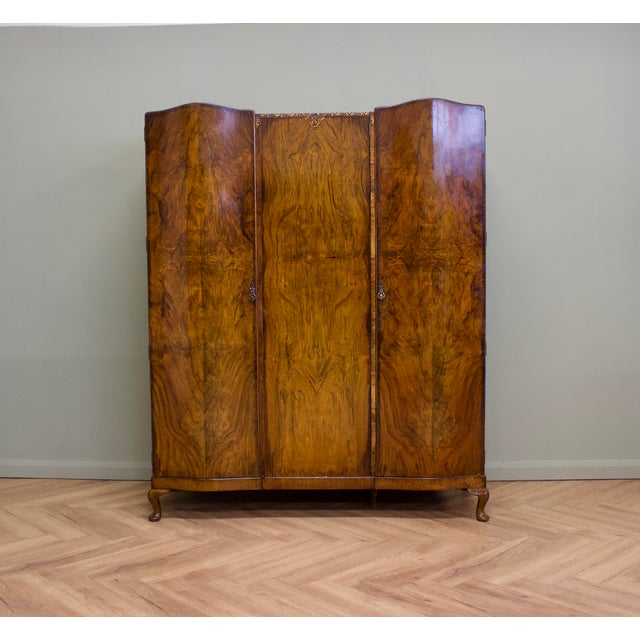 Vintage Art Deco Burr Walnut Wardrobe, 1930s For Sale - Image 4 of 13