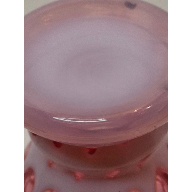 Dark Pink Victorian Cranberry Opalescent Coin Spot Vase Northwood Glass 6" Ruffled Rim Antique Eapg For Sale - Image 8 of 18