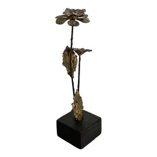 1970s Bronze Flower Sculpture For Sale