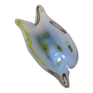 Mid Century Murano 1960s Fratelli Toso Millefiori Wild Flowers Blue White Opalescent Italian Studio Art Glass Bowl