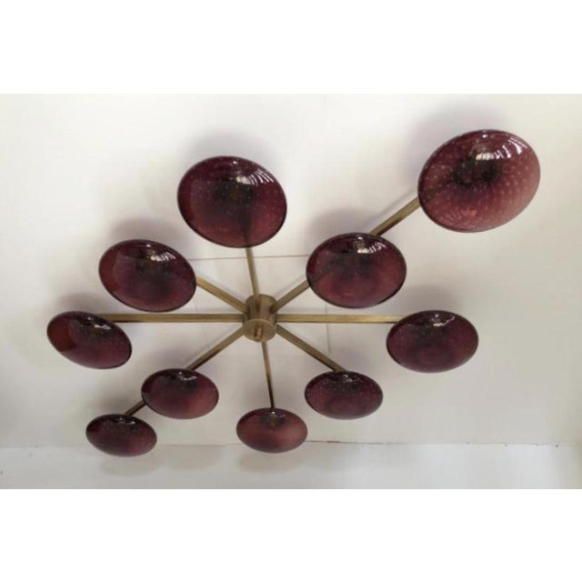Fabio Ltd 21st Century Dieci Bronze Amethyst Bubbles Murano Flush Mount by Fabio LTD For Sale - Image 4 of 10