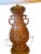 Great Hollywood Regency Lamp with chinoiserie motifs. Pale orange with white decoration. Original lampshade.
