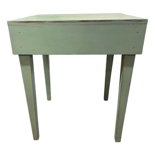 Vintage Sage Green Primitive Farmhouse Table For Sale