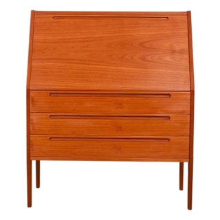 1960s Danish Mid Century Teak Secretary Desk Vanity With Mirror Kai Kristiansen For Sale
