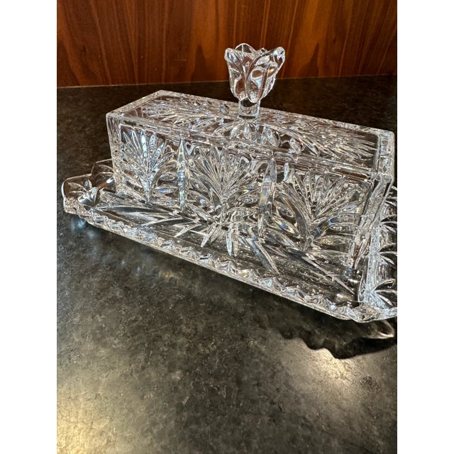 Late 20th Century Crystal Covered Butter Dish With Knives For Sale - Image 9 of 10
