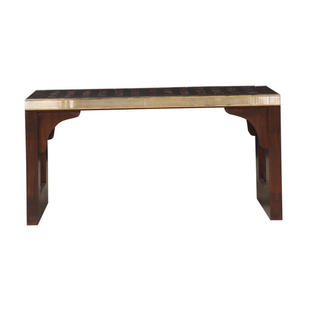 Nautical Ship's Teak Nautical Decking Converted to Bench or Coffee Table With Brass Edge For Sale - Image 3 of 5