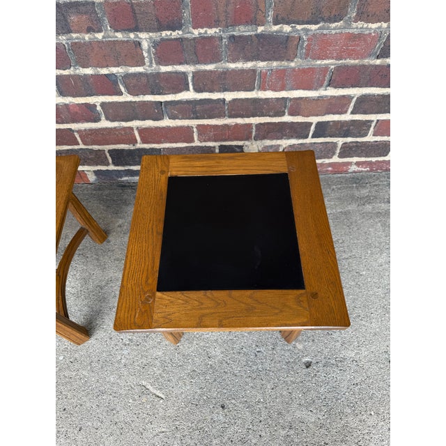 Pair of Vintage Ranch Oak Side Tables Square Rustic Western Charm For Sale - Image 10 of 10