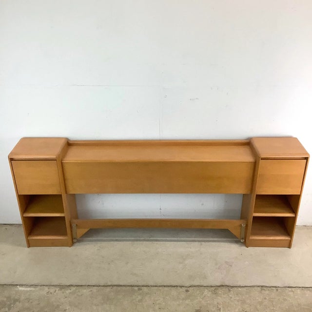 Mid-Century Modern Mid-Century Storage Headboard With Nightstands by Heywood Wakefield For Sale - Image 3 of 12