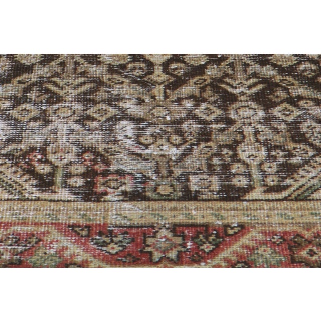 Textile Antique-Worn Persian Mahal Rug - 3'10 X 8'06 For Sale - Image 7 of 11