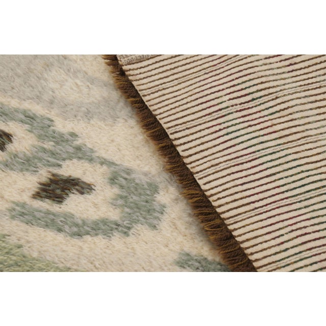 Cream Vintage Swedish Rya Rug, Cream, Sage and Brown Abstract Pattern - Rug & Kilim For Sale - Image 8 of 10