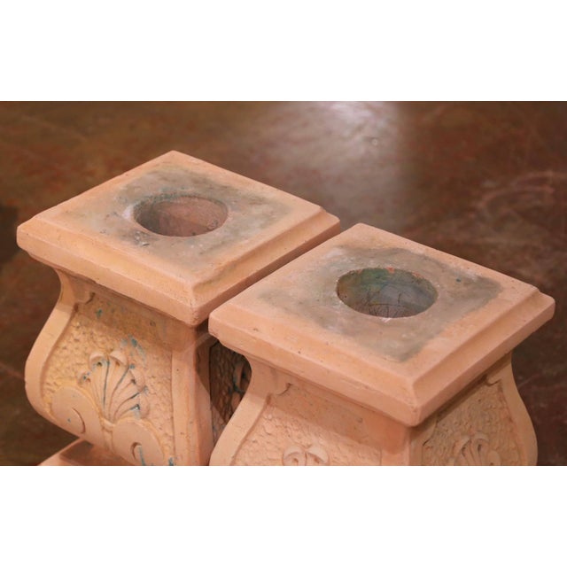 Pair of Mid-Century French Trompe L’Oeil Concrete Medicis Fruit Vases on Stand For Sale - Image 9 of 12