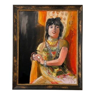 Greer a Modern Bohemian Woman Original Portrait by Marina Movshina For Sale
