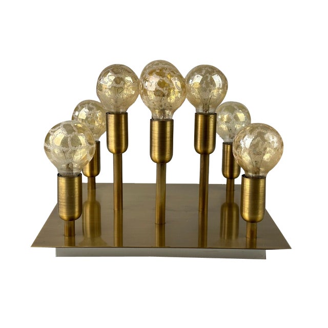 Space Age Brass Ceiling Lamp from Sölken Leuchten, Germany, 1970s For Sale