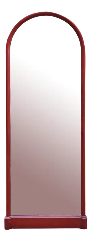 Red Lacquered Arc Mirror, 1940s