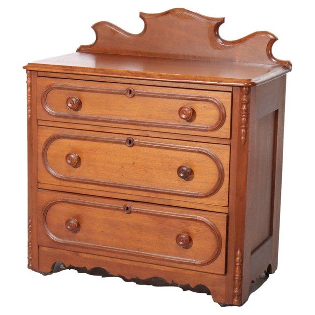 Victorian Antique Victorian Walnut Three Drawer Commode C1890 For Sale - Image 3 of 12