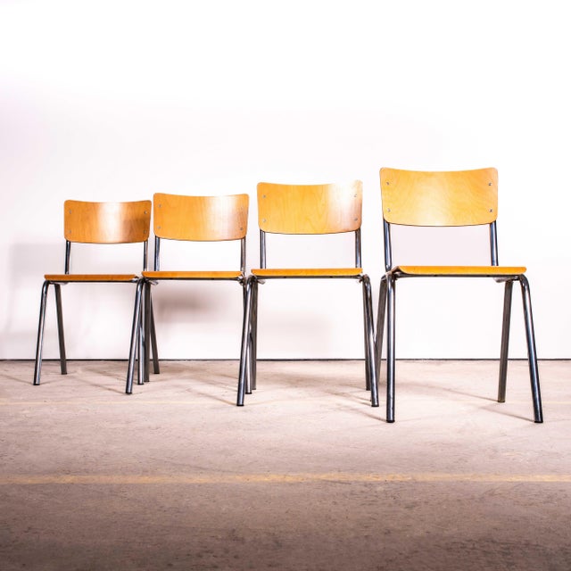 20th Century Dutch University Stacking Dining Chair, Set of 4 For Sale - Image 10 of 10