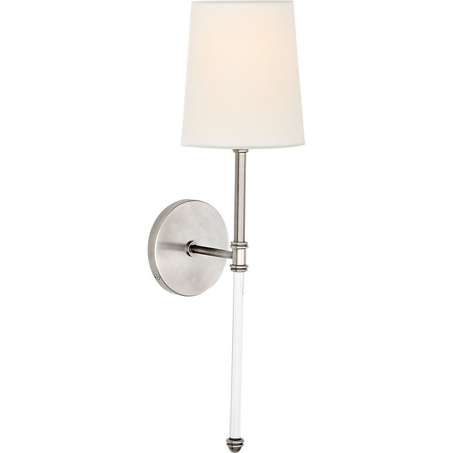 Suzanne Kasler for Visual Comfort Signature Camille Sconce in Antique Nickel with Linen Shade For Sale