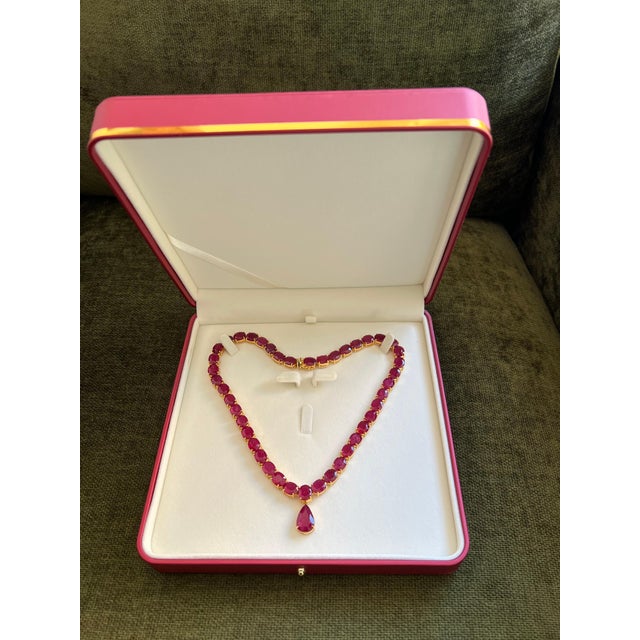 Bochic “Capri” Ruby, Amethyst, Peridot & Topaz Necklace Set 18K Gold & Silver For Sale - Image 12 of 12