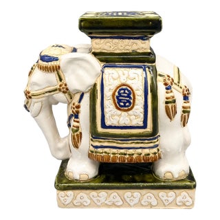 Vintage Ceramic Elephant Plant Stand – Chinoiserie / Hollywood Regency / Asian Inspired For Sale