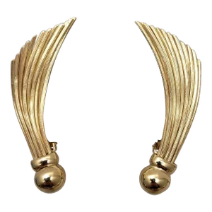 Vintage 1950s Signed Napier Modernist Goldtone Clip Earrings - 2 Pieces