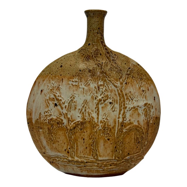 Mid- Century Sladek Organic Earth Tone Art Bud Pottery Vase For Sale