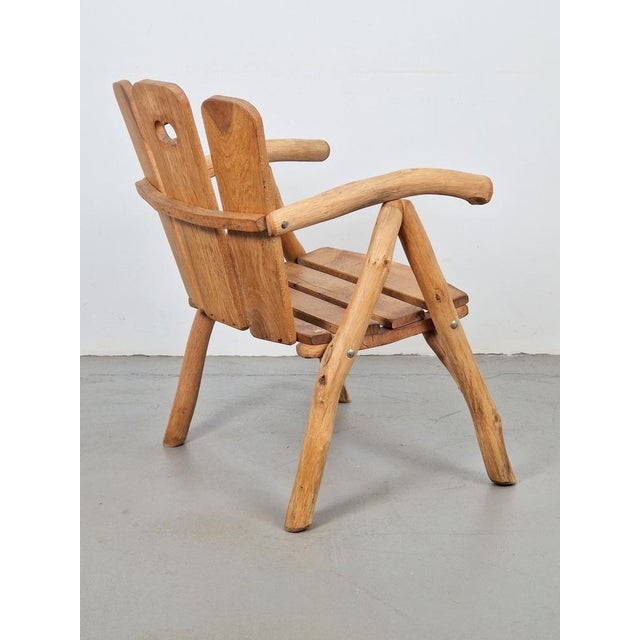 Brutalist Brutalist Chair Wood Armchair, France, 1980s For Sale - Image 3 of 9