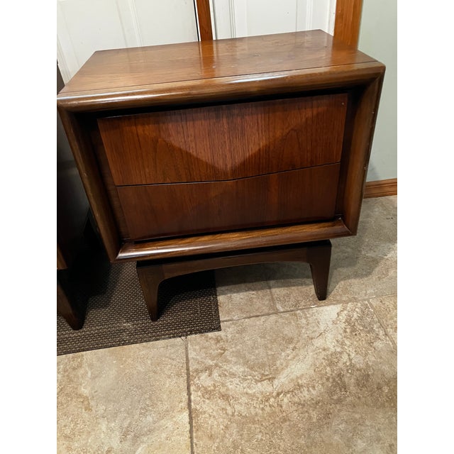 Mid Century Modern Diamond Front Nightstands For Sale - Image 4 of 18