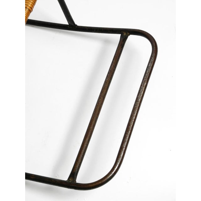 Mid-Century Modern Rocking Chair in Black Painted Metal and Rattan, 1950s For Sale - Image 10 of 18