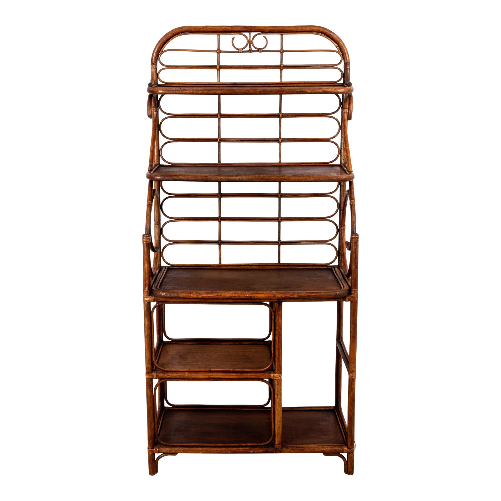 Vintage Scrolled Rattan Étagère Chairish