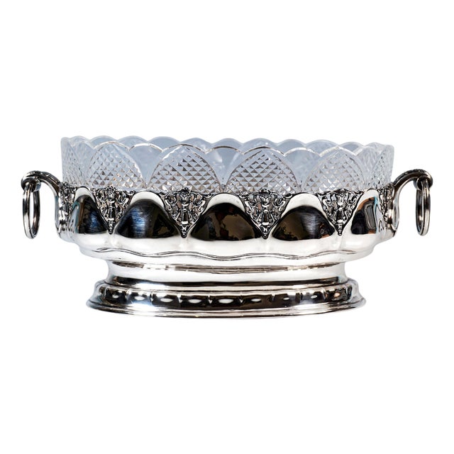 Art Nouveau Silver Jardinière with Cut Glass Liner from Bruckmann & Sons., Germany, 1890s For Sale