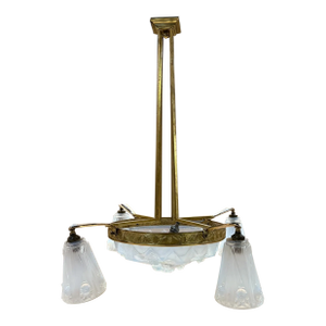 1930s Art Deco French Chandelier Ejg Jean Gauthier France