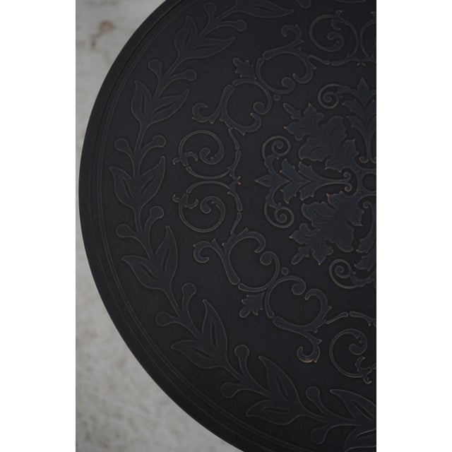 Wood Theodore Alexander Round Etched Copper Top Occasional Table For Sale - Image 7 of 14